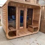 Knotty Red Cedar Luna Sauna with Porch – 8’x8′