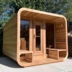 Knotty Red Cedar Luna Sauna with Porch – 8’x7′