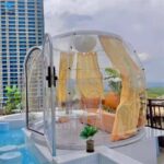 Outdoor Glamping Clear Igloo House Glass Dome Tent With Base for Campsite and Resort Hotel