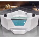 Luxury 2-Person Acrylic Whirlpool Bathtub with Seat – Tempered Glass, Air Massage System