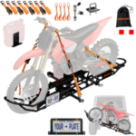 83" Dirt Bike Hitch Carrier with Tilting Loading Ramp – Heavy-Duty Steel (500 lb Capacity)