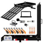 48" x 28.5" Wheelchair Hitch Carrier with Folding Ramp – Heavy-Duty Steel Mobility Scooter Carrier, 500 lb Capacity, 2" Hitch Mount
