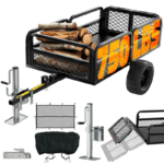 55" x 30" x 15" Heavy-Duty Utility Trailer with Folding Ramp & Jack Stand – ATV/UTV Dump Trailer, 750 lb Capacity, Off-Road Hauling Cart