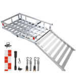 50" x 29" Aluminum Hitch Cargo Carrier with Ramp – Lightweight Wheelchair & Scooter Carrier, 500 lb Capacity, 2" Hitch Mount with Straps & Lock