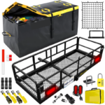 60" x 24" x 14" High-Rail Hitch Cargo Carrier with LED Lights, 30 Cu Ft Waterproof Bag & Heavy-Duty Steel Frame (500 lb Capacity)