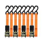 Heavy-Duty Ratchet Straps 4 Pack – Water-Resistant Polyester Tie Down Straps with Rubber-Coated Hooks & Metal Buckles