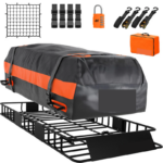 64" x 39" x 6" Extendable Roof Cargo Carrier with 20 Cu Ft Waterproof Roof Bag – Heavy-Duty Steel Roof Basket for Crossbars with Anti-Rust Coating & Security Lock